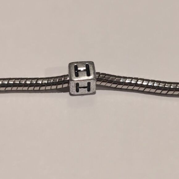 Silver H Spacer Charm for Pandora Style Bracelet - Picture 3 of 5